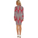 Zigzag Pattern Chevron Red Long Sleeve Shirt Collar Bodycon Dress View4