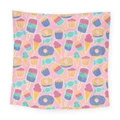 Ice Cream Donut Sweets Candie Square Tapestry (large)