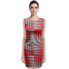 Zigzag Pattern Chevron Red Sleeveless Velvet Midi Dress