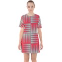 Zigzag Pattern Chevron Red Sixties Short Sleeve Mini Dress View1