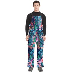 Hawaiian Flowers Hawaii Men s Side Zip Front Pouch Ski And Snowboard Bib Pants	