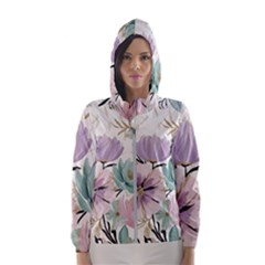 Flowers Pattern Floral Women s Hooded Windbreaker