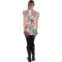 Flowers Pattern Floral Ruffle Collar Short Sleeve Chiffon Top View4