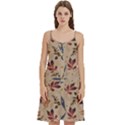 Leaves Pattern Teal Seamless Fall Women s Spaghetti Strap Pullover Cami Dress View1