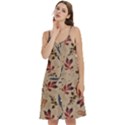 Leaves Pattern Teal Seamless Fall Women s Spaghetti Strap Pullover Cami Dress View2