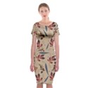 Leaves Pattern Teal Seamless Fall Classic Short Sleeve Midi Dress View1
