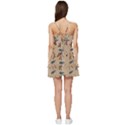 Leaves Pattern Teal Seamless Fall Short Frill Dress View4
