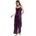 Moon Stars Pattern Spaghetti Top Long Pants Satin Pajamas Set View2