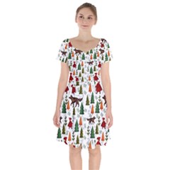 Little Red Riding Hood Seamless Short Sleeve Bardot Dress