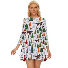 Little Red Riding Hood Seamless Long Sleeve Babydoll Dress