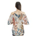 Leaves Pattern Flora Flutter Sleeve T-Shirt View2