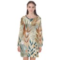 Leaves Pattern Flora Long Sleeve Chiffon Shift Dress  View1