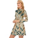 Leaves Pattern Flora Long Sleeve Velour Longline Dress View2
