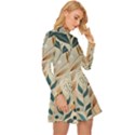 Leaves Pattern Flora Long Sleeve Velour Longline Dress View3