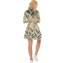 Leaves Pattern Flora Long Sleeve Velour Longline Dress View4