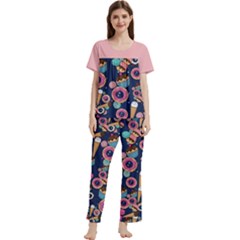 Donut Dessert Women s Short Sleeve Long Pants Cozy Lounge Set