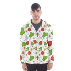 Strawberry Fruit Pattern Leaves Men s Hooded Windbreaker