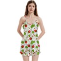 Strawberry Fruit Pattern Leaves V-Neck Satin Loungewear Set View1