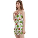 Strawberry Fruit Pattern Leaves V-Neck Satin Loungewear Set View2