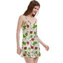 Strawberry Fruit Pattern Leaves V-Neck Satin Loungewear Set View3