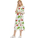 Strawberry Fruit Pattern Leaves Double Cuff Midi Dress View2