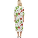 Strawberry Fruit Pattern Leaves Double Cuff Midi Dress View4