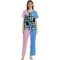 Back Top Women s Short Sleeve Long Pants Cozy Lounge Set
