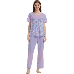 Mermaid Pearls  Women s Short Sleeve Long Pants Cozy Lounge Set