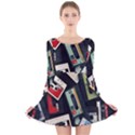 Abstract Case Long Sleeve Velvet Skater Dress View1