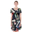 Abstract Case Short Sleeve V-neck Flare Dress View1