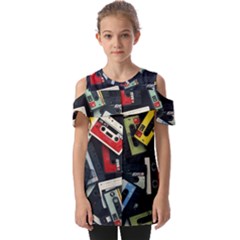 Abstract Case Fold Over Open Sleeve Top