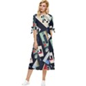 Abstract Case Bow Sleeve Chiffon Midi Dress View1