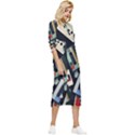 Abstract Case Bow Sleeve Chiffon Midi Dress View3