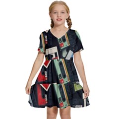 Abstract Case Kids  Short Sleeve Tiered Mini Dress