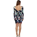 Abstract Case Women Long Sleeve Ruched Stretch Jersey Dress View4