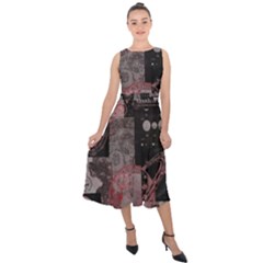 Aesthetic , Aesthetic, Dark Midi Tie-back Chiffon Dress