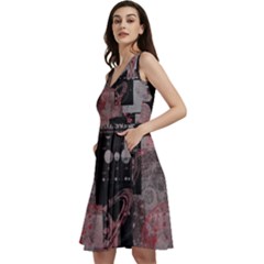 Aesthetic , Aesthetic, Dark Sleeveless V-neck Skater Dress With Pockets