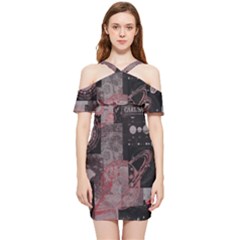 Aesthetic , Aesthetic, Dark Shoulder Frill Bodycon Summer Dress