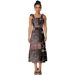 Aesthetic , Aesthetic, Dark Tie-strap Tiered Midi Chiffon Dress
