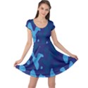 Blue Camouflage Pattern Cap Sleeve Dress View1