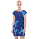 Blue Camouflage Pattern Cap Sleeve Bodycon Dress View1