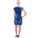 Blue Camouflage Pattern Cap Sleeve Bodycon Dress View2