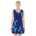 Blue Camouflage Pattern V-Neck Sleeveless Dress View2