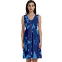 Blue Camouflage Pattern Sleeveless Dress With Pocket View1