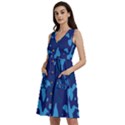 Blue Camouflage Pattern Sleeveless Dress With Pocket View2