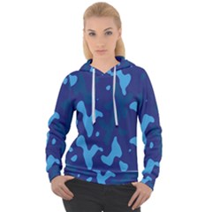 Blue Camouflage Pattern Women s Overhead Hoodie
