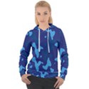 Blue Camouflage Pattern Women s Overhead Hoodie View1
