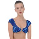 Blue Camouflage Pattern Cap Sleeve Ring Bikini Top View1