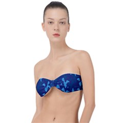 Blue Camouflage Pattern Classic Bandeau Bikini Top 