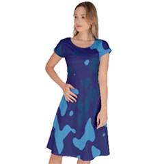 Blue Camouflage Pattern Classic Short Sleeve Dress